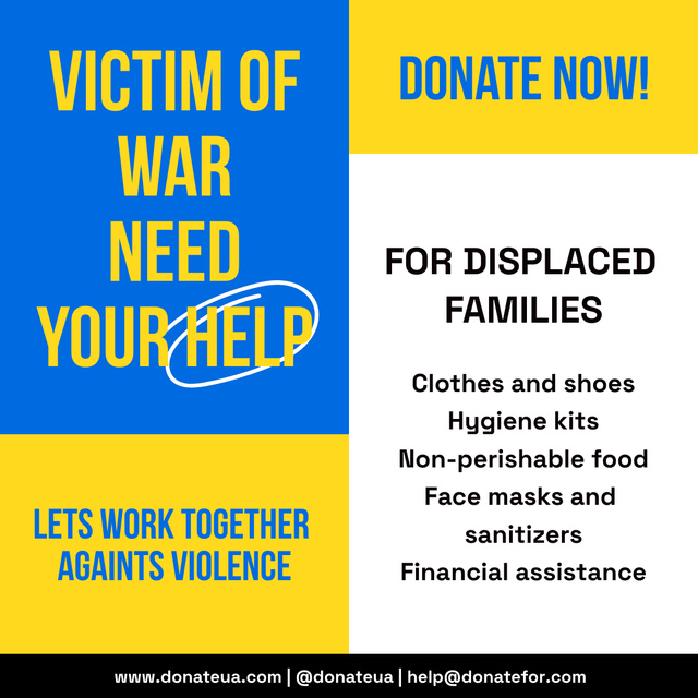 Designvorlage Call to Donate to Support Victims of War für Instagram