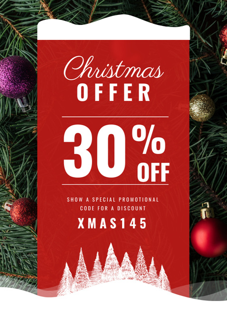 Modèle de visuel Christmas Offer with Decorated Fir Tree - Flayer