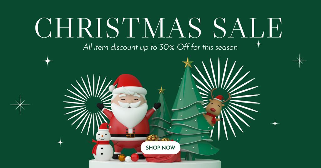 Christmas Souvenirs Sale Offer Green Facebook AD tervezősablon