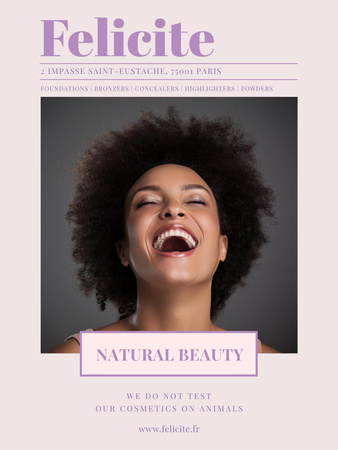 Natural cosmetics ad with Woman holding flowers Poster US Tasarım Şablonu