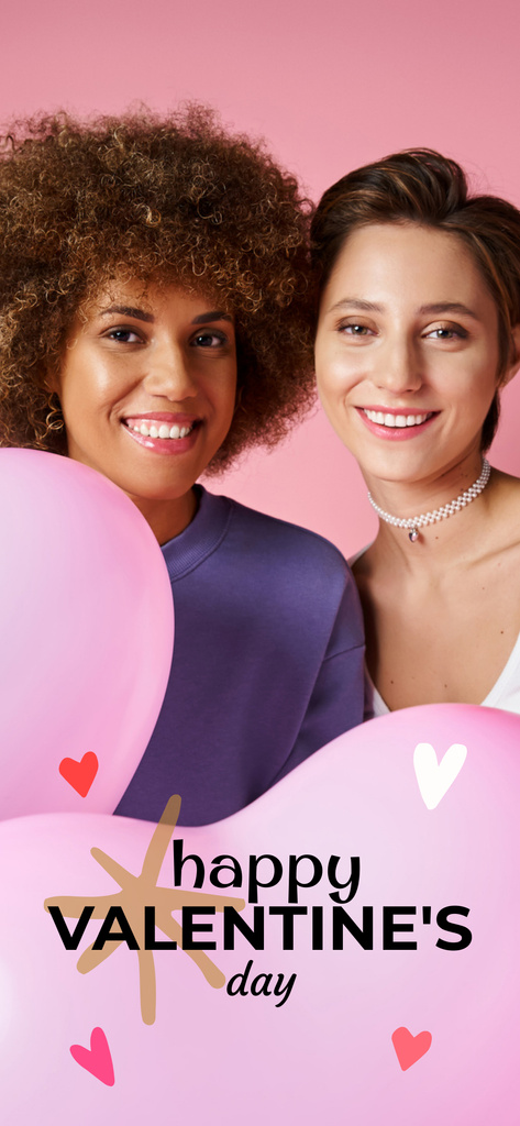 Designvorlage Wishing Happy Valentine's Day With Pink Balloons für Snapchat Moment Filter