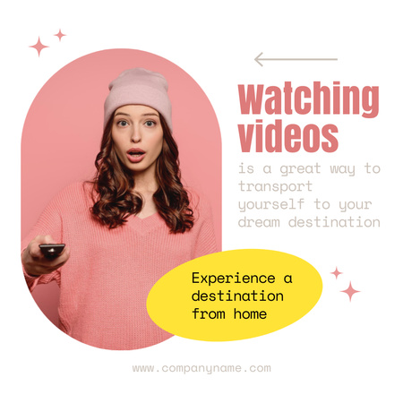 Platilla de diseño Online Travel Inspiration with Woman Watching Video Instagram