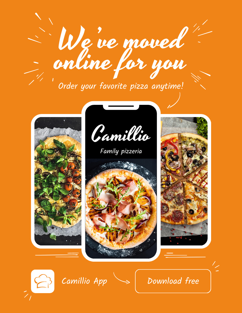 Favorite Pizza Offer In Application For Smartphones Poster 8.5x11in Šablona návrhu