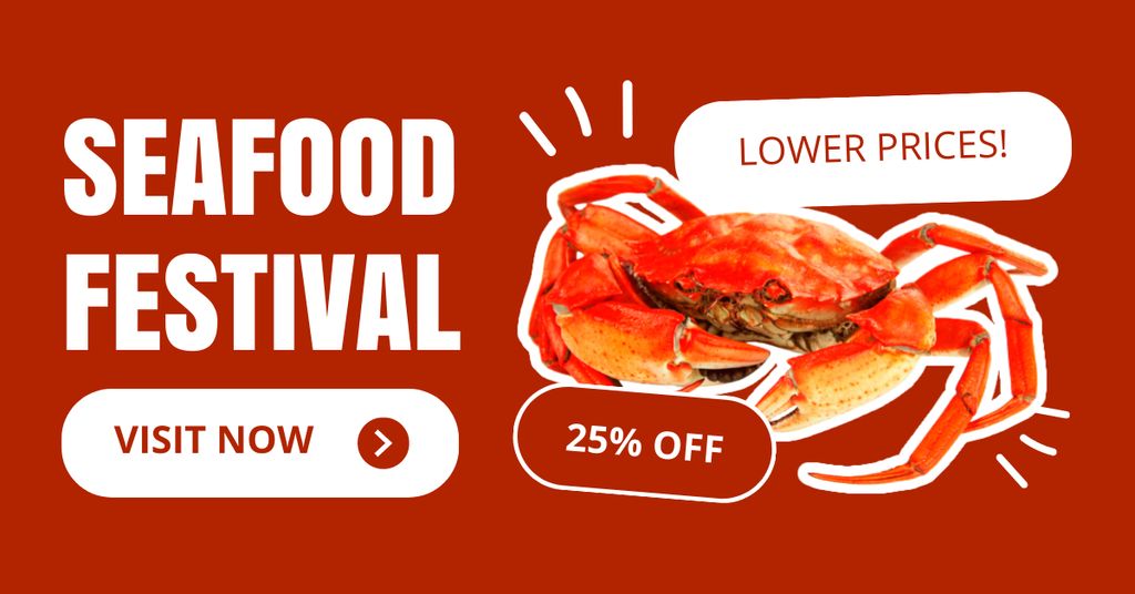 Announcement of Seafood Festival with Crab Facebook AD Design Template