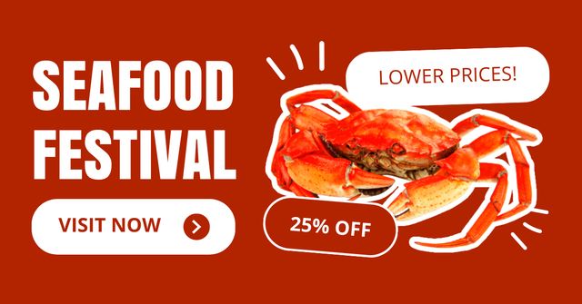 Szablon projektu Announcement of Seafood Festival with Crab Facebook AD