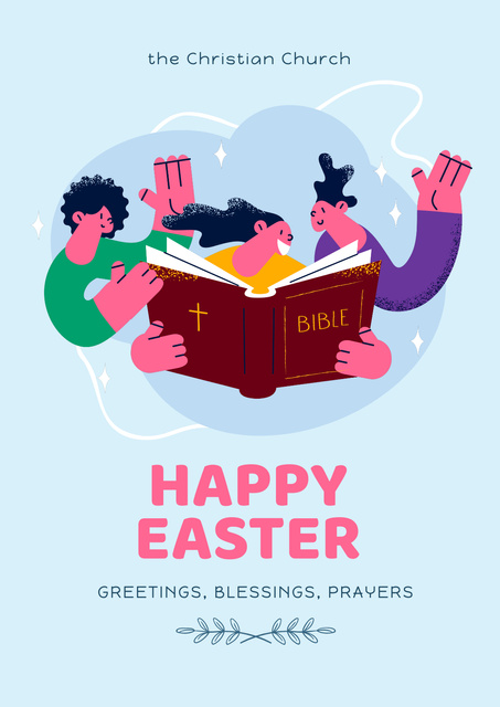 Easter Holiday Greetings And Prayers At Church Posterデザインテンプレート