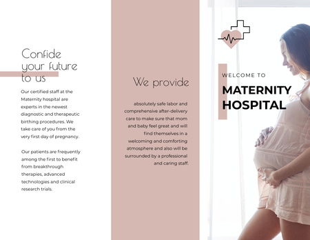 Maternity Hospital Ad with Happy Pregnant Woman Brochure 8.5x11in Z-fold Design Template