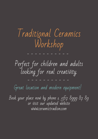 Traditional Ceramics Workshop Poster Modelo de Design