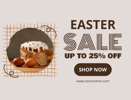 Édes házi készítésű húsvéti sütemény és festett csirke tojás Thank You Card 5.5x4in Horizontal tervezősablon