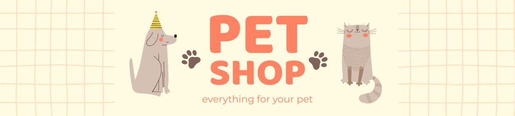 Pet Shop Ad with Cute Cat and Dog Ebay Store Billboard Design Template