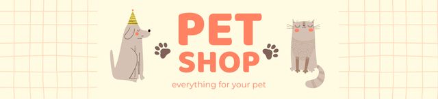 Pet Shop Ad with Cute Cat and Dog Ebay Store Billboard Modelo de Design