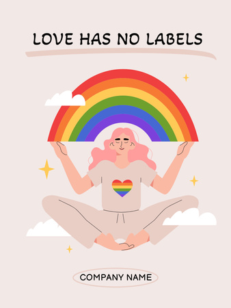 Ontwerpsjabloon van Poster US van Inspirerende zin over liefde met regenboog