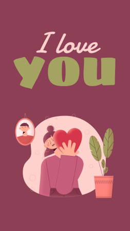 Plantilla de diseño de Love Phrase with Cute Girl holding Heart Instagram Video Story 