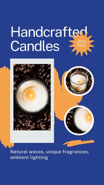Plantilla de diseño de Handmade Natural Wax Candles at Big Discount Instagram Story 