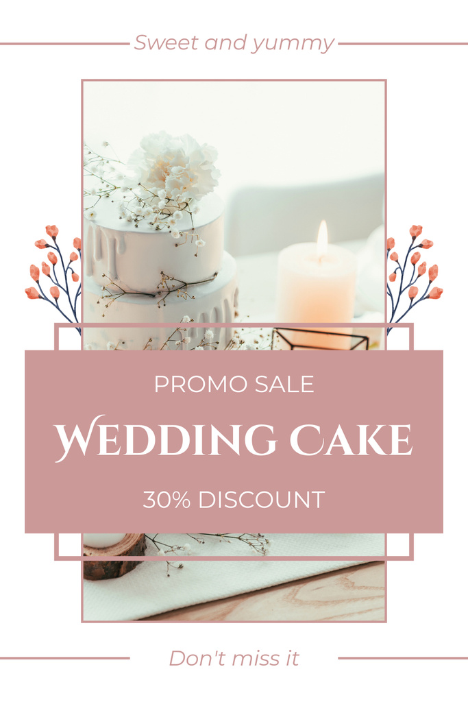 Ontwerpsjabloon van Pinterest van Promo Sale of Appetizing Wedding Cakes