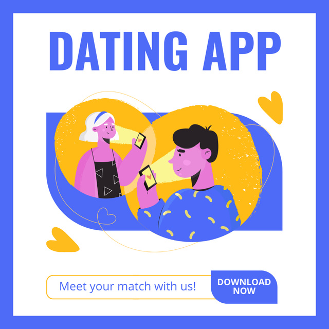 Meet Your Soulmate with Dating App Instagram AD Design Template