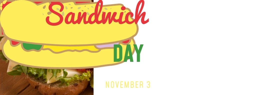 Plantilla de diseño de Sandwich Day with Tempting sandwich on a plate Facebook cover 