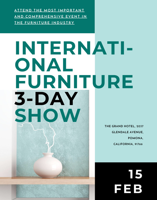 Furniture Show Event Announcement with White Vase Poster 22x28in tervezősablon