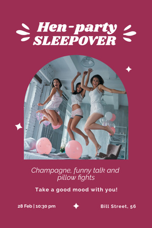 Sleepover Party with Girls  Invitation 6x9inデザインテンプレート
