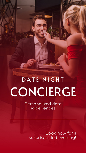 Romantic Evening Date Promo on Red Instagram Video Story Design Template