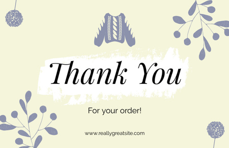 Thank You for Order Notice with Knitted Sweater Thank You Card 5.5x8.5in Design Template