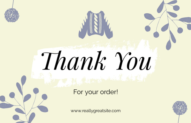 Thank You for Order Notice with Knitted Sweater Thank You Card 5.5x8.5in – шаблон для дизайну