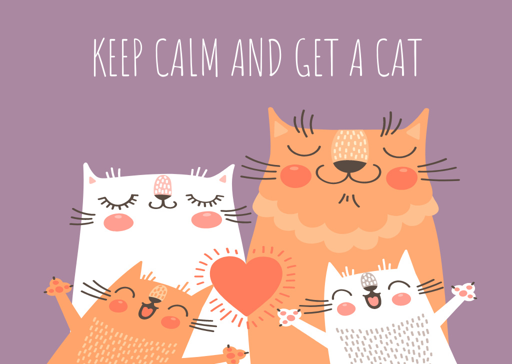 Cute Family of Cats Card Šablona návrhu
