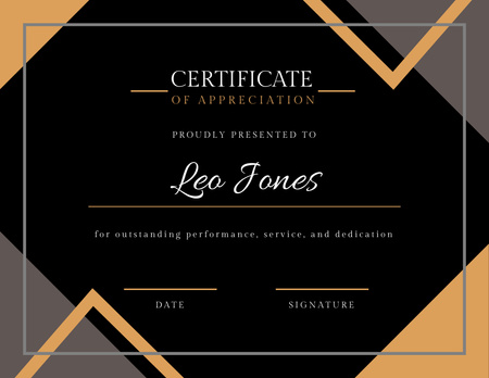 Platilla de diseño Appreciation for Outstanding Performance and Dedication Certificate