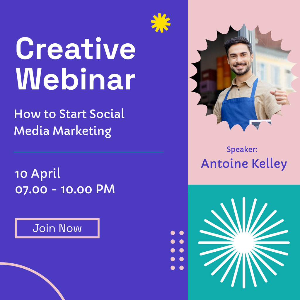 Hosting Creative Webinar on Social Media Marketing Instagram Design Template