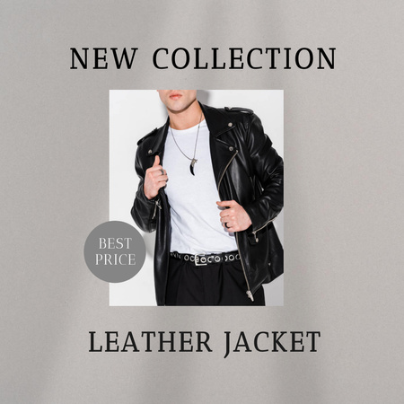 Fashion Ad with Man in Black Jacket Instagram Design Template
