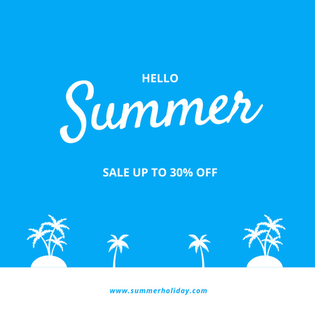 Plantilla de diseño de Anuncio de rebajas de verano en azul minimalista Instagram 
