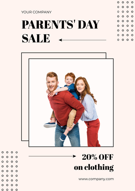 Parent's Day Sale with Offer of Clothing on White Poster A3 Šablona návrhu