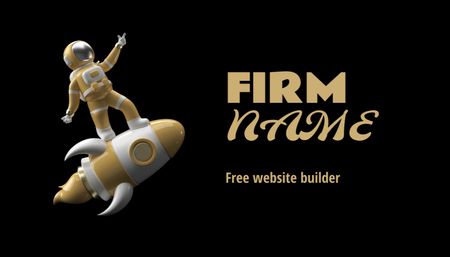 Designvorlage Cartoon Astronaut Flying Rocket für Business Card US