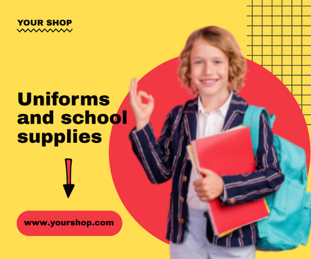 Platilla de diseño Back to School Special Offer For Uniform And Supplies Medium Rectangle