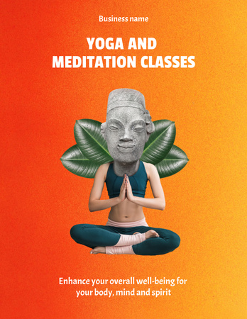 Yoga and Meditation Practics Classes Poster 8.5x11in Design Template