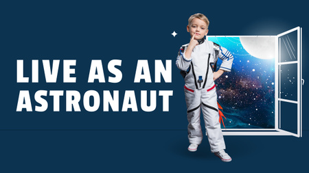 Designvorlage Channel About Live As A Small Astronaut für Youtube Thumbnail