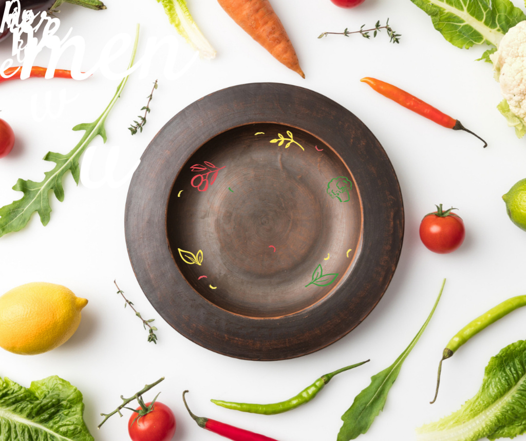 Plantilla de diseño de Meal with greens and Vegetables Facebook 