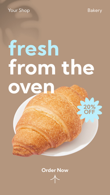 Designvorlage Fresh Croissants from Oven für Instagram Video Story