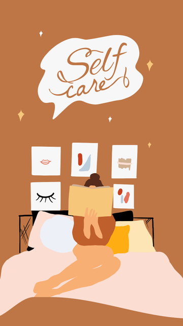 Plantilla de diseño de Mental Health Inspiration with Woman resting in Bed Instagram Story 
