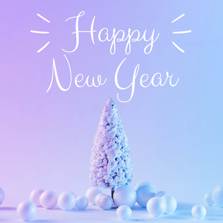 Ontwerpsjabloon van Instagram van Exciting New Year Holiday Congrats With Baubles