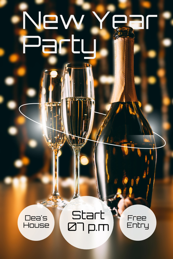 New Year Party Announcement Pinterest Design Template