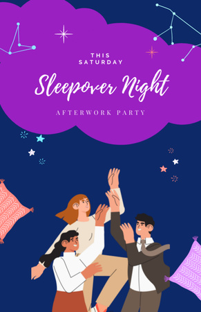 Sleepover Party ystävien kanssa Invitation 5.5x8.5in Design Template