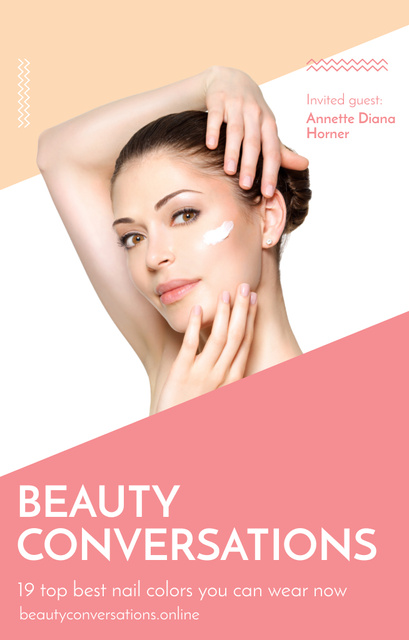Template di design Beauty Event Announcement with Woman Applying Cream Invitation 4.6x7.2in