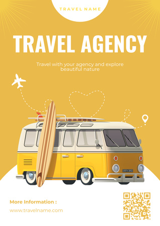 Plantilla de diseño de tour de camping en amarillo Poster 