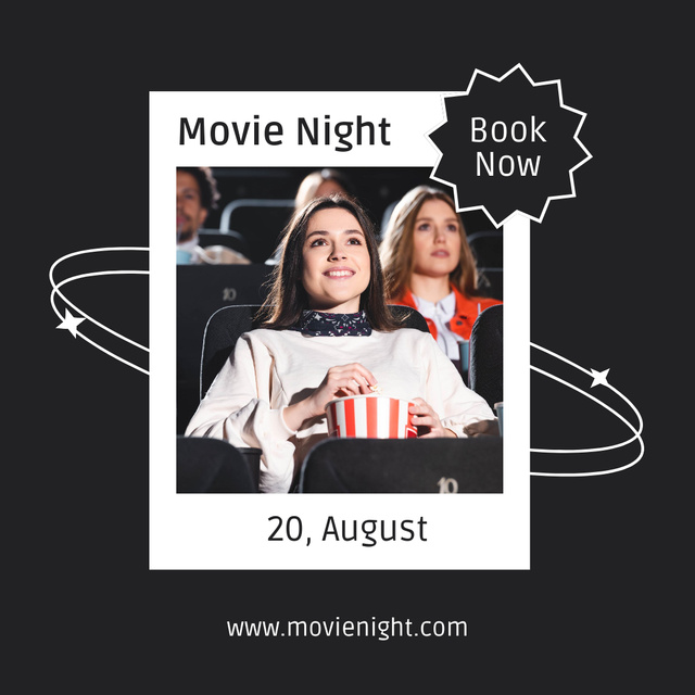 Young Woman Watching Movie at Cinema Instagram – шаблон для дизайна