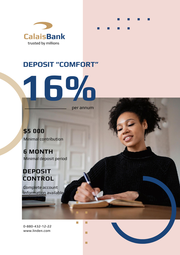 Banking Services Offer with Confident African American Woman Poster Design Template