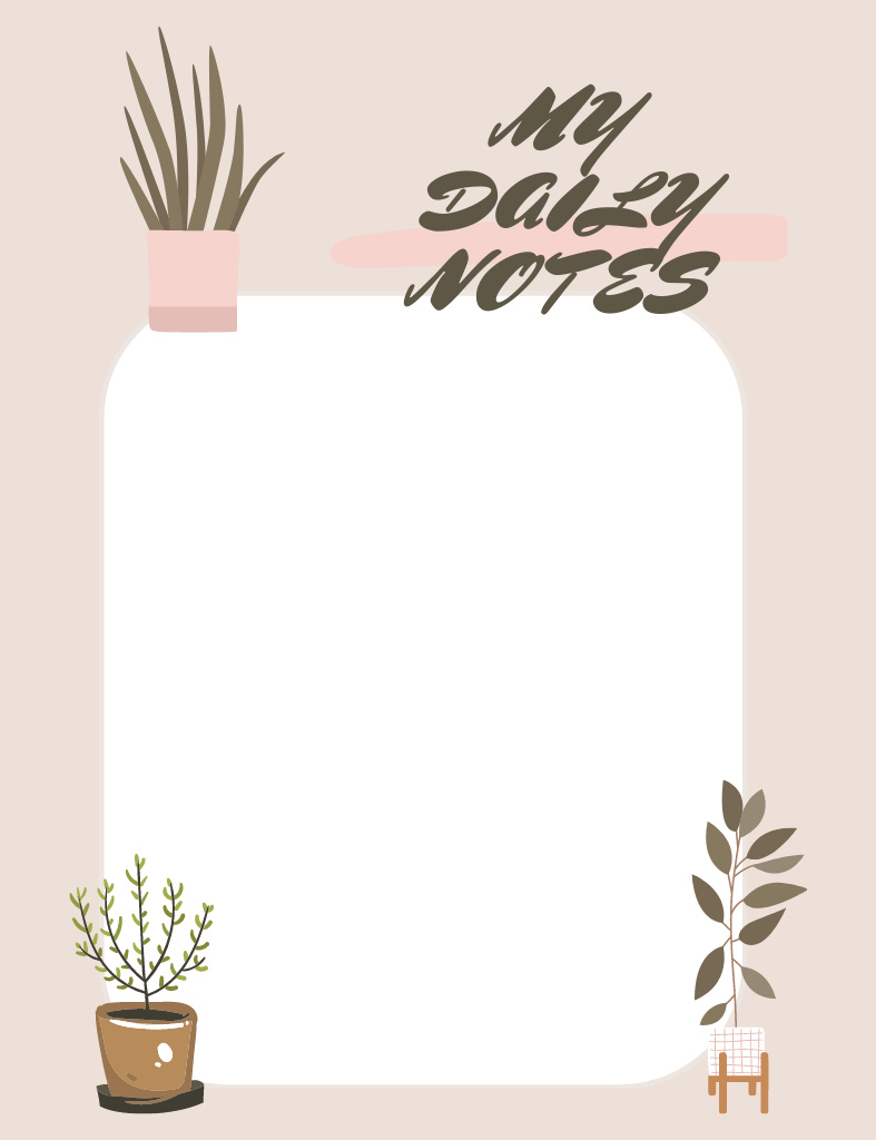 Daily Planner With Illustrated Plants Notepad 107x139mm Design Template
