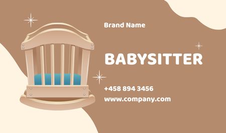 Babysitting Services Ad with Baby Cradle Business card Design Template