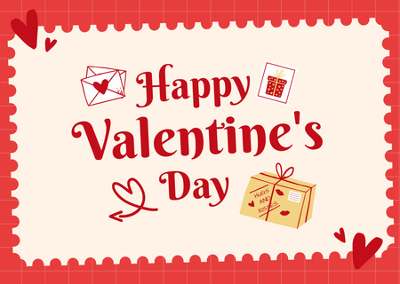 Postage Stamp for Valentine's Day Card Design Template