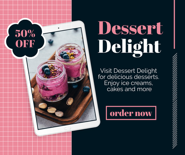 Delicious Berry Desserts Sale Offer Facebook tervezősablon